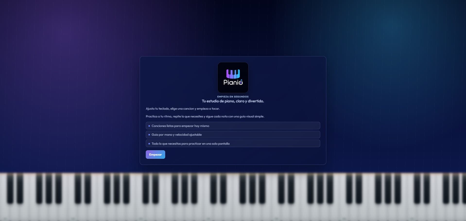 Preview of Pianio project